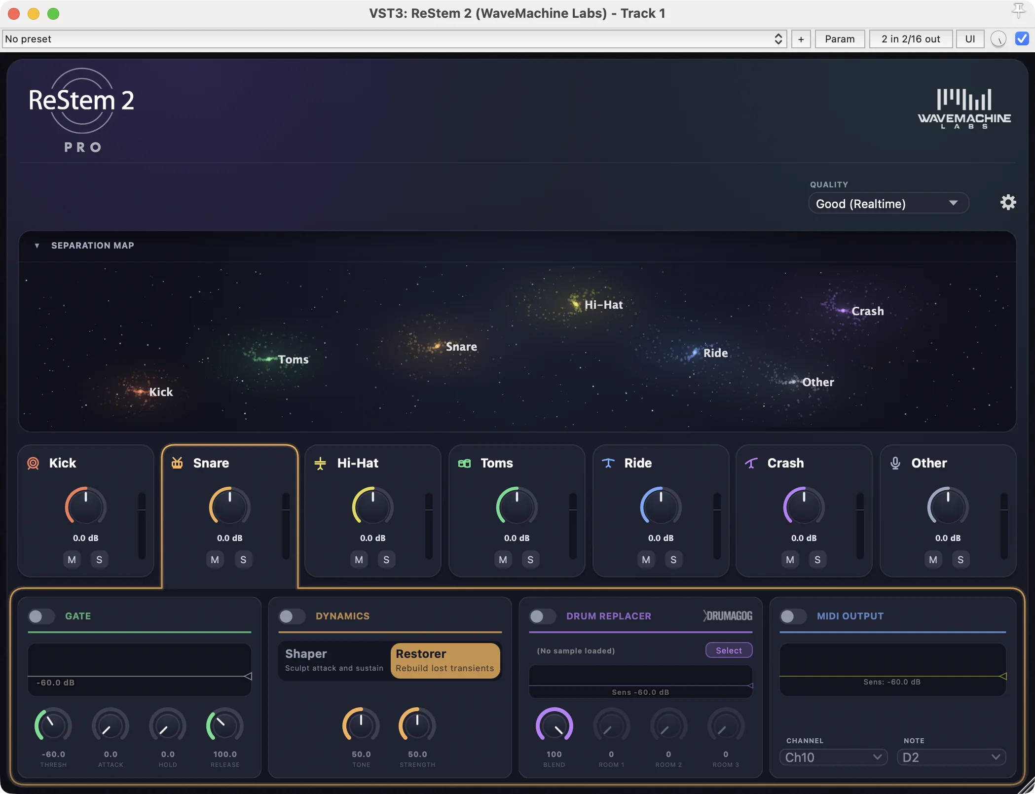 ReStem 2 running as a VST3 insert in REAPER