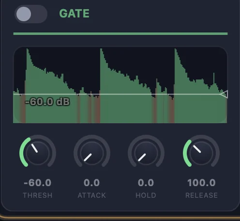 Look-Ahead Noise Gate with live waveform and threshold line